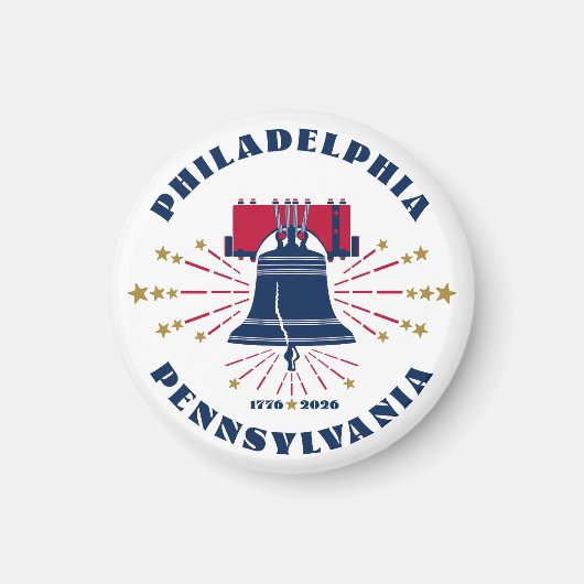 Rood Wit Blauw Liberty Bell Philadelphia Magnet Magneet (Voorkant)