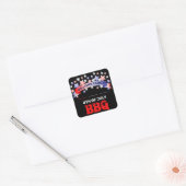 Rood wit & blauw lint & sterren op 4 juli BBQ Vierkante Sticker (Envelop)