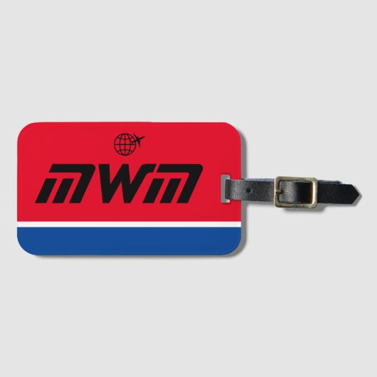 Rood Wit Blauw Monogram Bagagelabel (Voorkant (horizontaal))