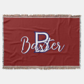 Rood Wit & Blauw Naam en Monogram Gepersonaliseerd Deken (Voorkant)