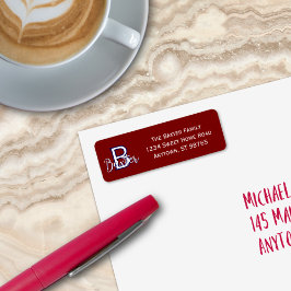 Rood Wit & Blauw Naam en Monogram Gepersonaliseerd Etiket