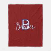 Rood Wit & Blauw Naam en Monogram Gepersonaliseerd Fleece Deken (Voorkant)