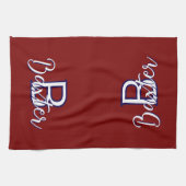 Rood Wit & Blauw Naam en Monogram Gepersonaliseerd Theedoek (Horizontaal)