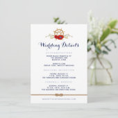 Rood Wit & Blauw Nautical Infinity Bruiloft Detail Informatiekaartje (Staand voorkant)