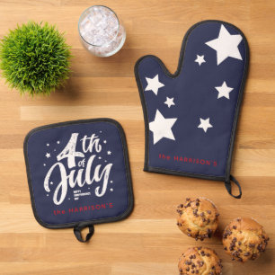 Rood Wit Blauw Onafhankelijkheidsdag 4 juli Ovenwant & Pannenlap Set