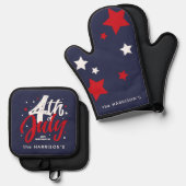 Rood Wit Blauw Onafhankelijkheidsdag 4 juli Ovenwant & Pannenlap Set (Voorkant / Achterkant)