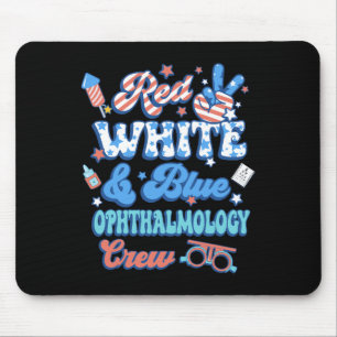 Rood Wit Blauw Oogheelkunde Crew Opticien 4e van Muismat