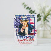 Rood, wit, blauw oom Sam 4 juli uitnodiging (Staand voorkant)