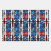 Rood Wit Blauw Patriottisch Glas in lood 4 juli Inpakpapier Vel (Voorkant 3)