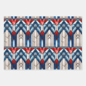 Rood Wit Blauw Patriottisch Glas in lood 4 juli Inpakpapier Vel (Voorkant 2)