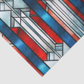 Rood Wit Blauw Patriottisch Glas in lood 4 juli Tissuepapier (Detail)