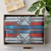 Rood Wit Blauw Patriottisch Glas in lood 4 juli Tissuepapier (Geschenk)