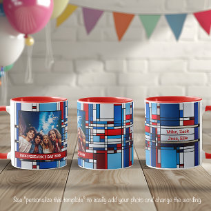 Rood Wit Blauw Patriottisch Glas in lood Foto 019 Mok