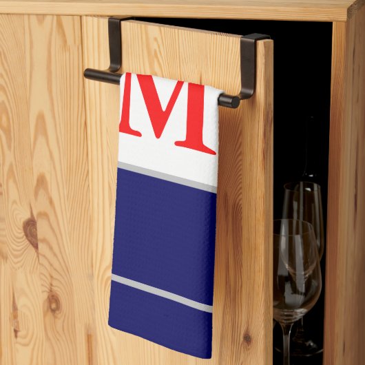 Rood Wit Blauw Patriottisch Monogram Theedoek (Derde Gevouwen)