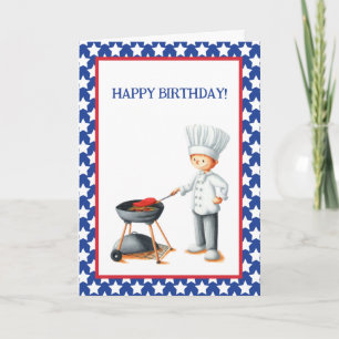 Rood Wit Blauw Patriottische Barbecue Verjaardag Kaart