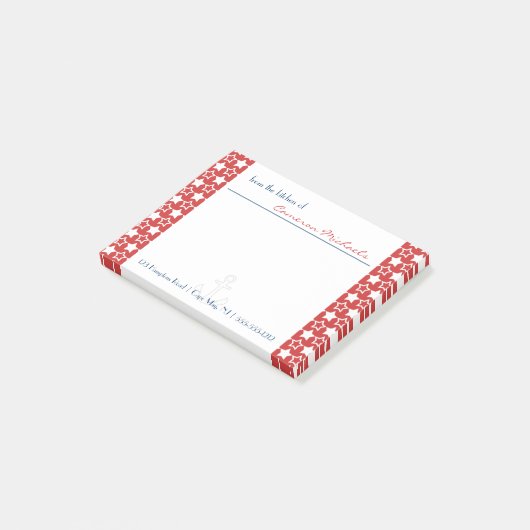 Rood Wit Blauw Patriottische Sterren Patroon Monog Post-it® Notes (Schuin)