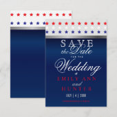 Rood, Wit & Blauw Patriottische Sterren Save The Date (Voorkant / Achterkant)