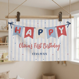 Rood Wit & Blauw Patriottische Verjaardag Spandoek