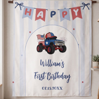 Rood Wit & Blauw Patriottische Verjaardag Wandkleed