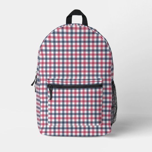 Rood Wit Blauw plaid Bedrukte Rugzak (Voorkant)