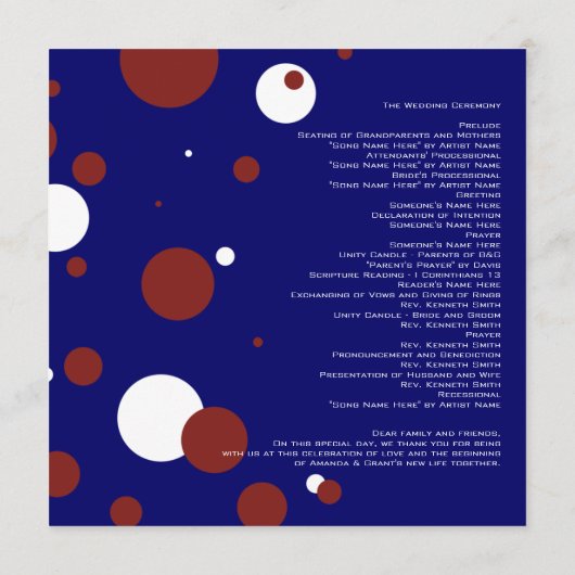 Rood, wit, blauw poka-weddenschap programma (Achterkant)