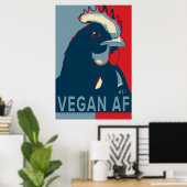 Rood Wit Blauw Pop Art Kip Poster - Vegan AF (Thuiskantoor)