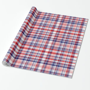 Rood, Wit, Blauw Preppy Madras Plaid Cadeaupapier