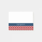 Rood wit blauw quatrefoil patroon post-it® notes (Voorkant)