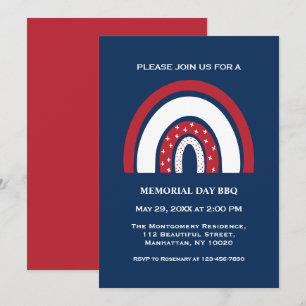 Rood Wit Blauw Regenboog Cool Memorial Day BBQ Fee Kaart