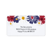 Rood Wit Blauw Retro Bloemen Zomer Etiket (Voorkant)