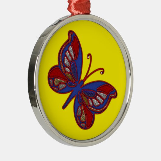 Rood wit blauw rondblauw vlindergeel rond Ornament (Rechts)