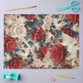 Rood Wit & Blauw Rozen  Geïnspireerd Decoupage Tissuepapier (Craft)