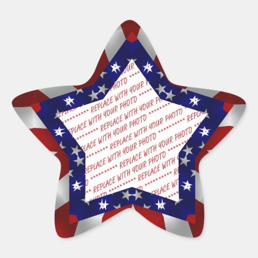 Rood Wit & Blauw Satijn Star Shape Design Lijst Ster Sticker (Voorkant)