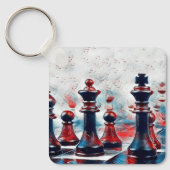 Rood, wit, blauw schaafkoppen koning, koningin, bi sleutelhanger (Voorkant)