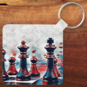 Rood, wit, blauw schaafkoppen koning, koningin, bi sleutelhanger (Achterkant)