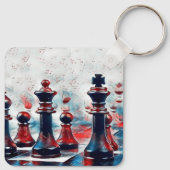 Rood, wit, blauw schaafkoppen koning, koningin, bi sleutelhanger (Achterkant)