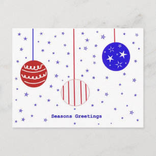 Rood, Wit & Blauw Seizoensgroeten Postkaart Feestdagenkaart