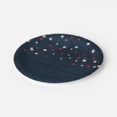 Rood Wit & Blauw Sterren Denim Custom Party Papieren Bordje (Gekanteld)