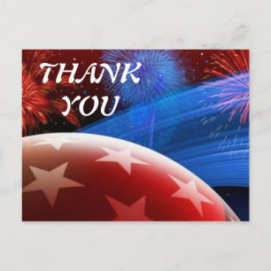 Rood Wit Blauw Sterren en Vuurwerk Bedankt Briefka Briefkaart