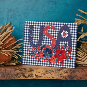 Rood Wit & Blauw USA Patriottische Boeket  Fotoplaat