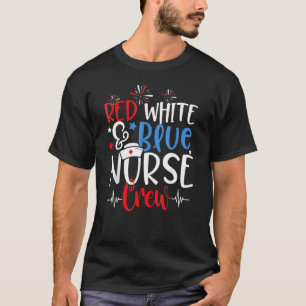 Rood Wit Blauw Verpleegster Crew Amerikaanse vlag T-shirt