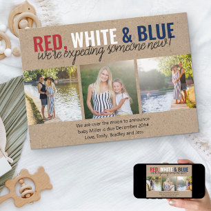 Rood Wit Blauw Verwacht Iemand Nieuw 3 Foto Aankondiging