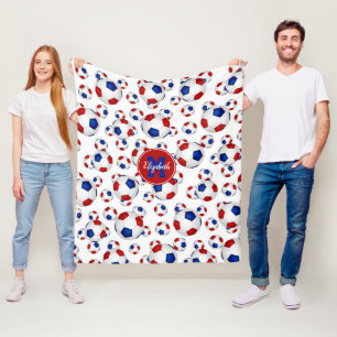 rood wit blauw voetbal patroon gepersonaliseerd fleece deken