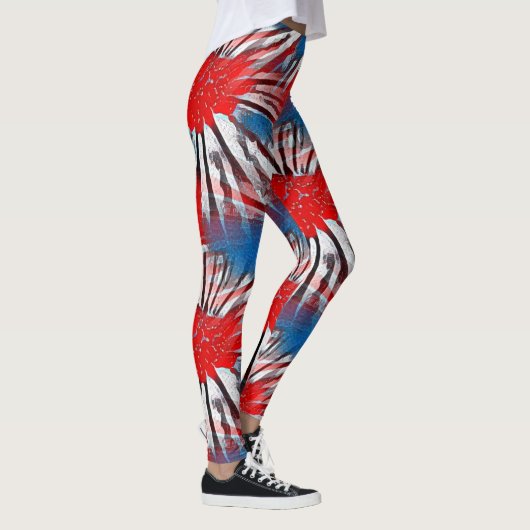 Rood Wit Blauw Vuurwerk Leggings (Rechts)