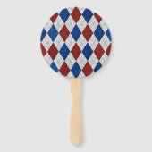 Rood, Wit, Blauwe Argyle 4 Juli Glitter Handwaaier (Achterkant)