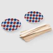 Rood, Wit, Blauwe Argyle 4 Juli Glitter Handwaaier (Niet-gemonteerd)
