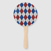 Rood, Wit, Blauwe Argyle 4 Juli Glitter Handwaaier (Voorkant)