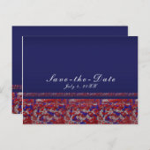 Rood Wit & Blauwe Glitter Sequins 4 juli Feest Aankondigingskaart (Voorkant / Achterkant)