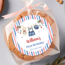 Rood Wit & Blauwe Kleren Jongen Verjaardagssticker
