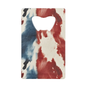 Rood Wit Blauwe Koe Dierprint Kredietkaart Flessenopener
